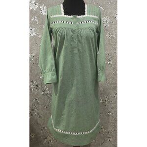 SoieRose SR-1201 Victorian Cotton Nightgown – Sage Green with Lace Accents